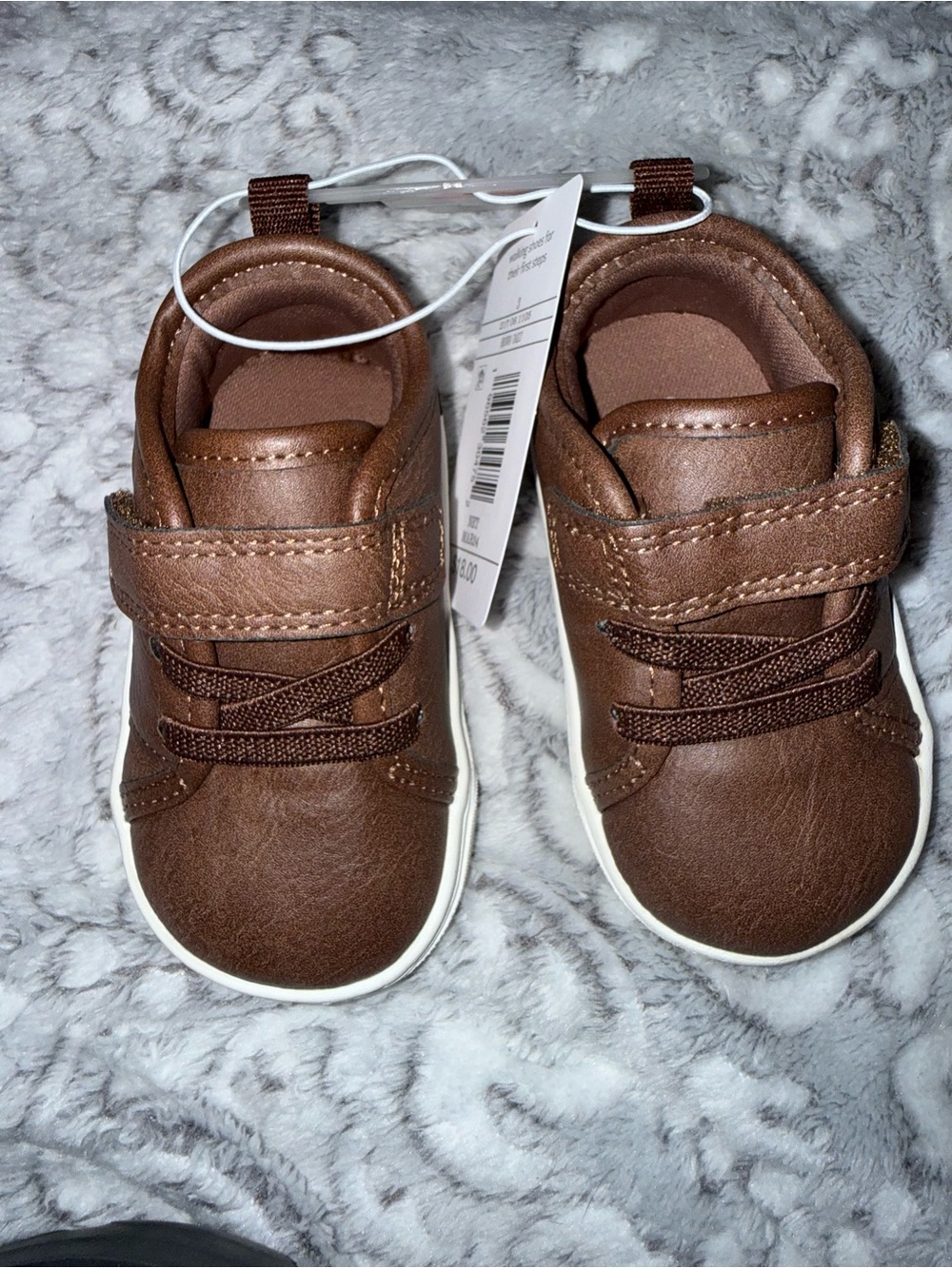 Carter's Brown Kids Velcro & Elastic Lace Sneakers